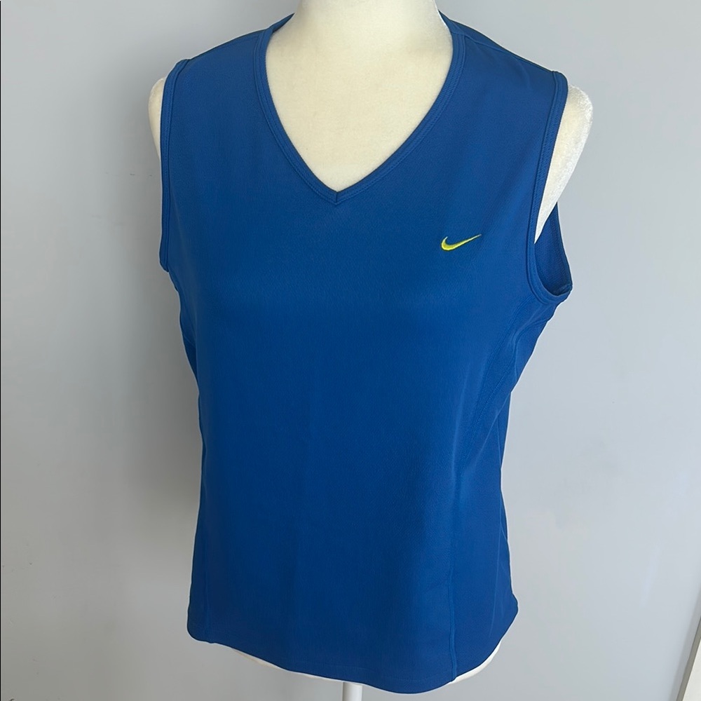 Nike Blue Fitted Sleeveless Tank Top Fit Dry